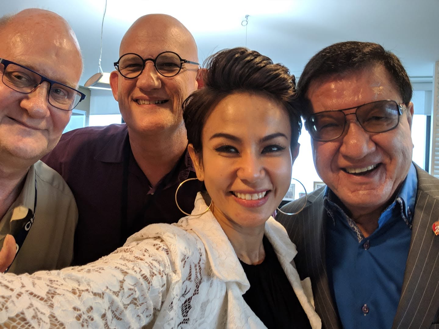 Brian L. Marcar, Andrew Biggs, Khun Sara and George Anderssen planning video shoots